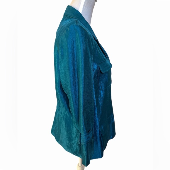 Joan Rivers Women’s Green/blue Metallic Lined Blazer Size Medium 3/4 Sleeve - Picture 4 of 7
